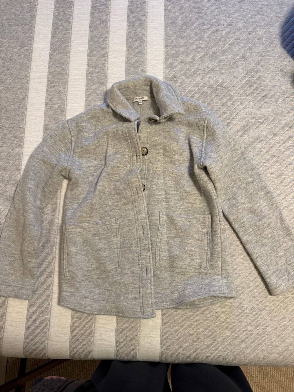 Madewell Boiled Wool Heather Gray Knit Button-Front Jacket